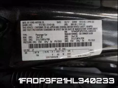 1FADP3F21HL340233 фото 2