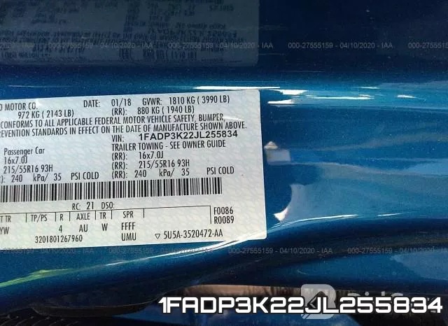 1FADP3K22JL255834 фото 8