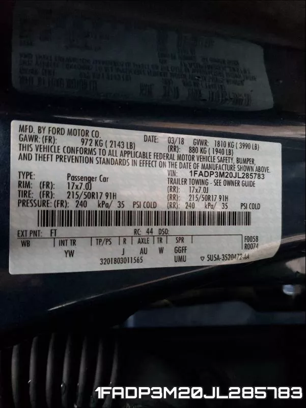 1FADP3M20JL285783 фото 2