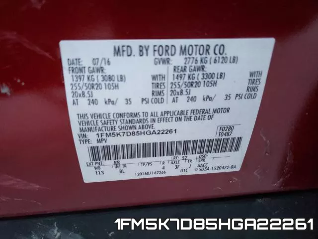 1FM5K7D85HGA22261 фото 2