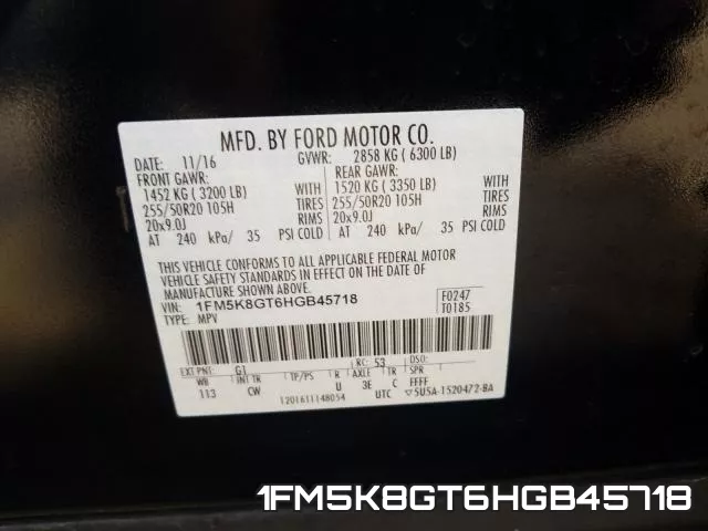 1FM5K8GT6HGB45718 фото 2