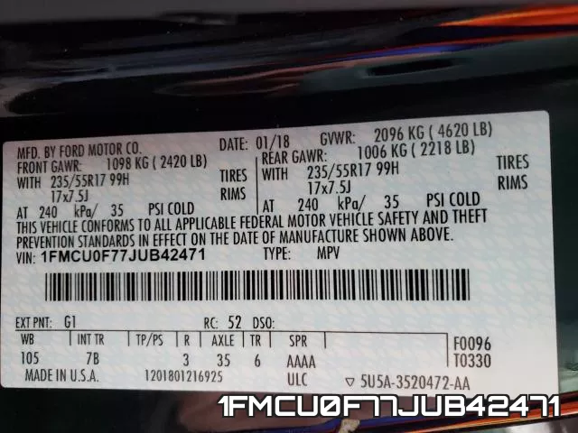 1FMCU0F77JUB42471 фото 2