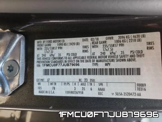 1FMCU0F77JUB79696 фото 2