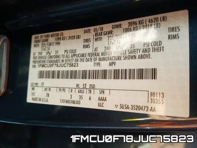 1FMCU0F78JUC75823 фото 2
