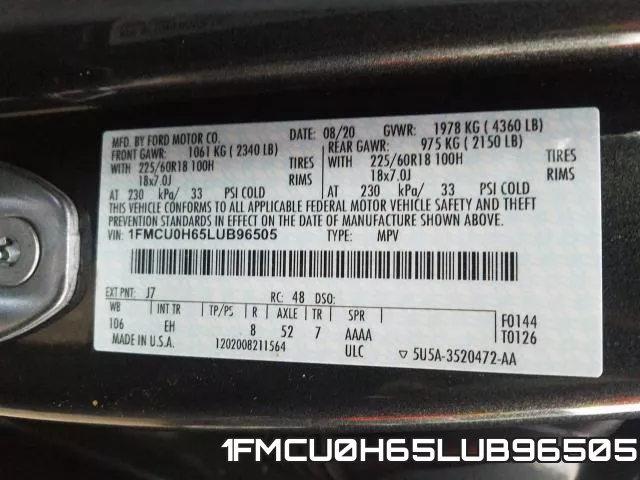1FMCU0H65LUB96505 фото 2