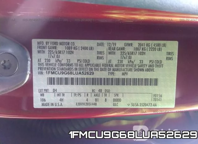 1FMCU9G68LUA52629 фото 8