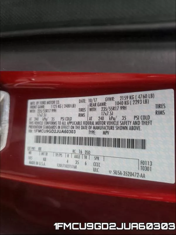 1FMCU9GD2JUA60303 фото 2