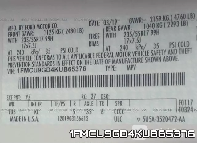 1FMCU9GD4KUB65376 фото 10