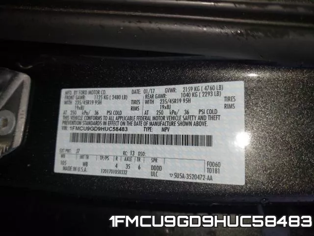 1FMCU9GD9HUC58483 фото 2