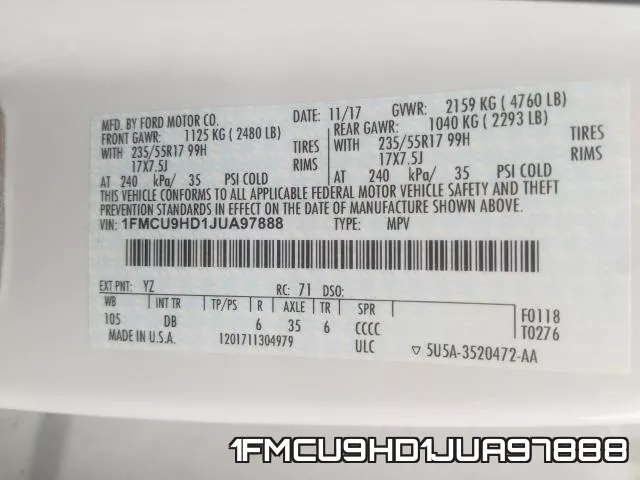 1FMCU9HD1JUA97888 фото 2