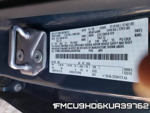 1FMCU9HD6KUA39762 фото 2
