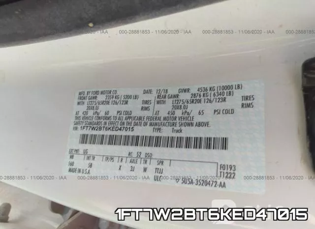 1FT7W2BT6KED47015 фото 10