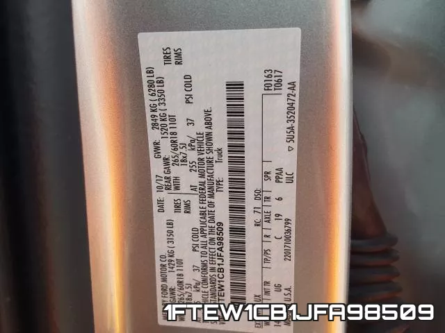 1FTEW1CB1JFA98509 фото 2