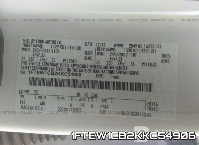 1FTEW1CB2KKC54906 фото 10