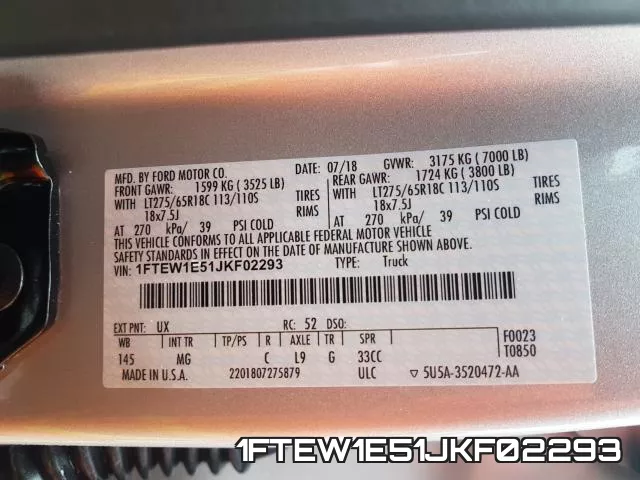 1FTEW1E51JKF02293 фото 2