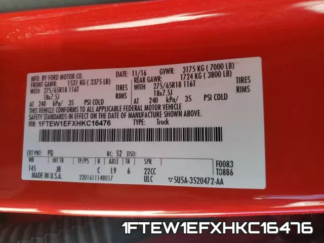 1FTEW1EFXHKC16476 фото 2