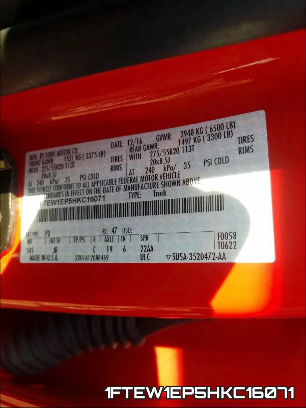 1FTEW1EP5HKC16071 фото 2