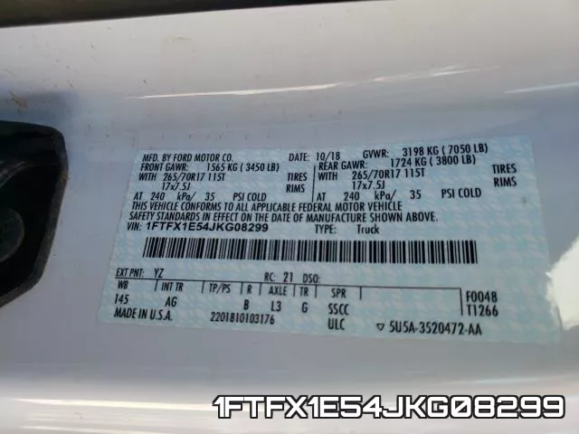 1FTFX1E54JKG08299 фото 2