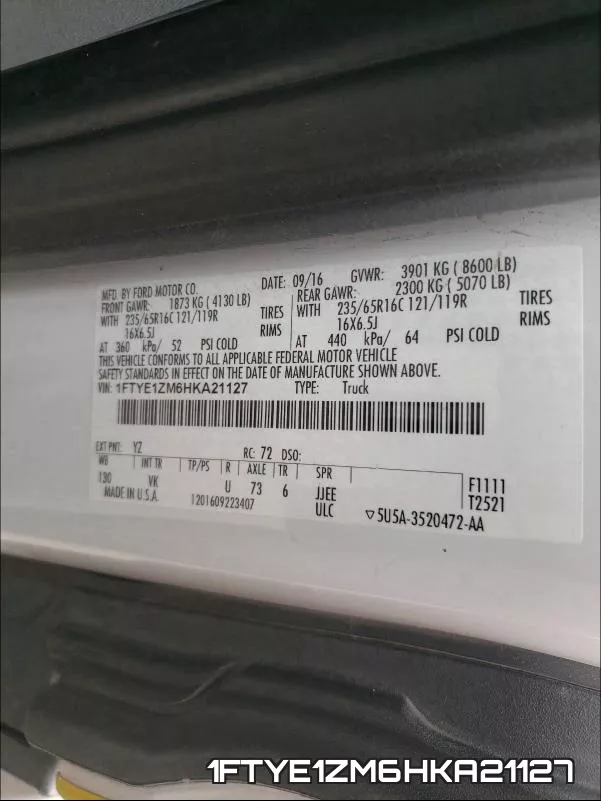 1FTYE1ZM6HKA21127 фото 2