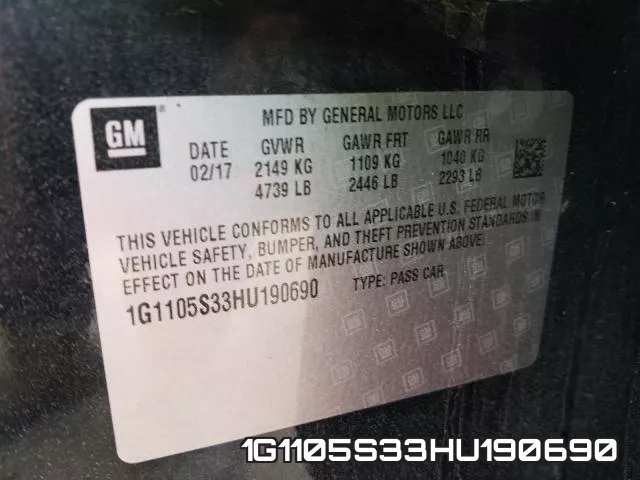1G1105S33HU190690 фото 2