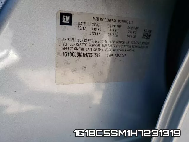 1G1BC5SM1H7231319 фото 2