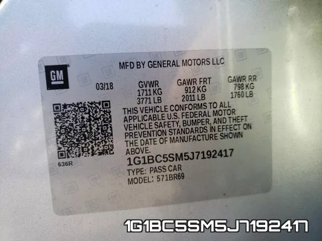 1G1BC5SM5J7192417 фото 2
