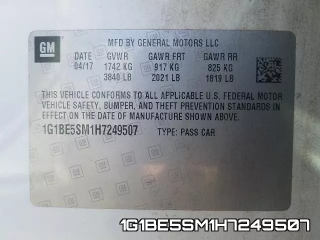 1G1BE5SM1H7249507 фото 2