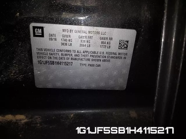 1G1JF5SB1H4115217 фото 2
