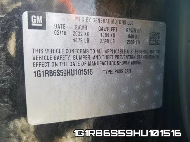 1G1RB6S59HU101516 фото 2