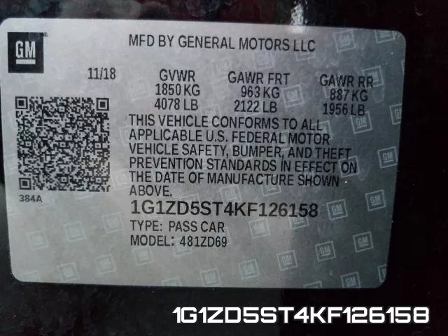 1G1ZD5ST4KF126158 фото 2