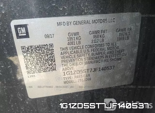 1G1ZD5ST7JF140537 фото 10