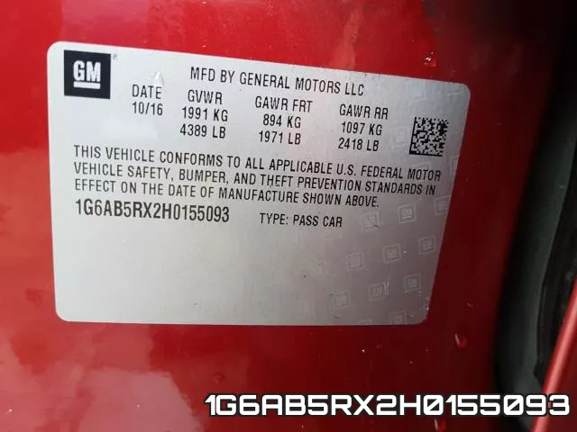1G6AB5RX2H0155093 фото 2