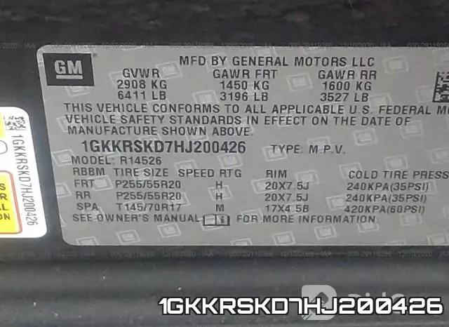 1GKKRSKD7HJ200426 фото 10