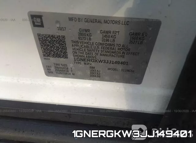 1GNERGKW3JJ149401 фото 10