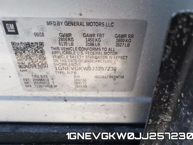 1GNEVGKW0JJ257230 фото 2