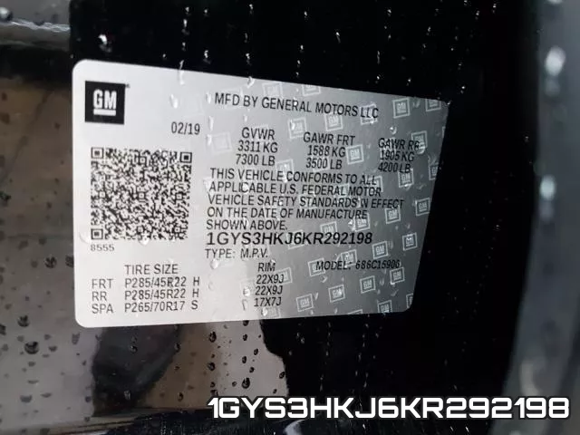1GYS3HKJ6KR292198 фото 2