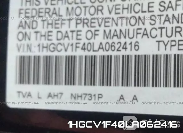 1HGCV1F40LA062416 фото 10