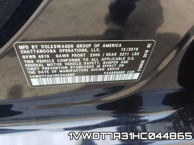 1VWDT7A31HC044865 фото 2