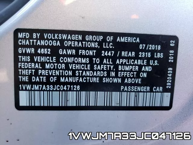 1VWJM7A33JC047126 фото 2