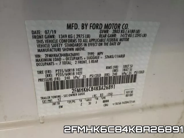 2FMHK6C84KBA26891 фото 2