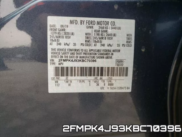 2FMPK4J93KBC70396 фото 2