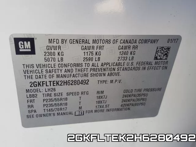 2GKFLTEK2H6280492 фото 2