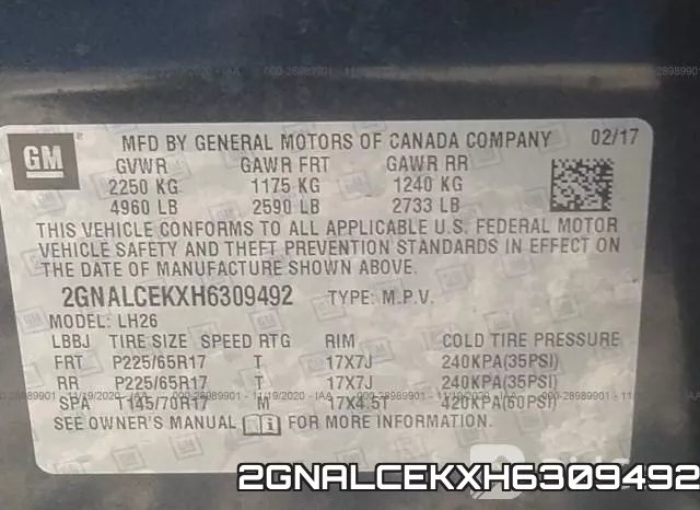 2GNALCEKXH6309492 фото 10