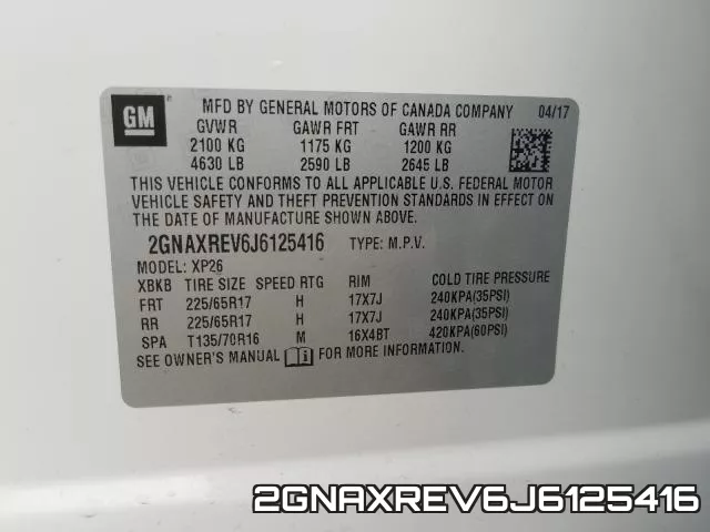 2GNAXREV6J6125416 фото 2