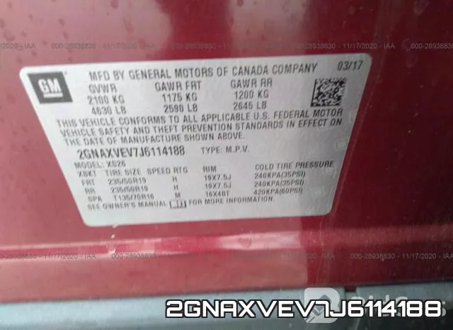 2GNAXVEV7J6114188 фото 10