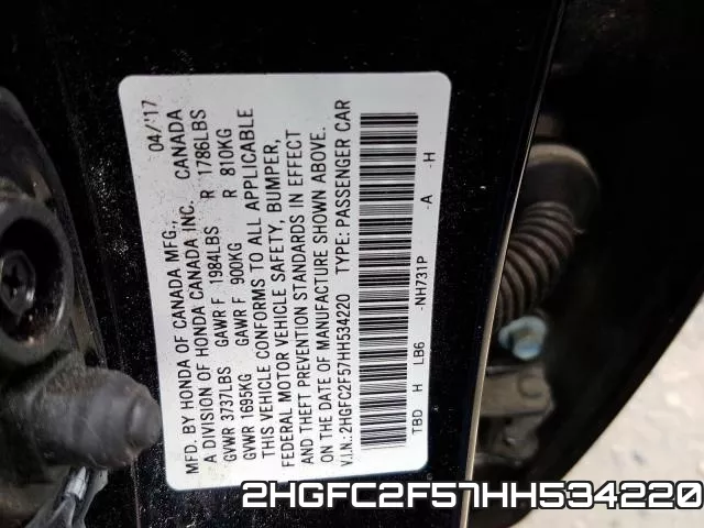 2HGFC2F57HH534220 фото 2