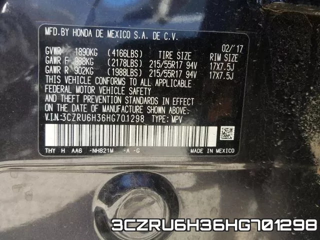 3CZRU6H36HG701298 фото 2