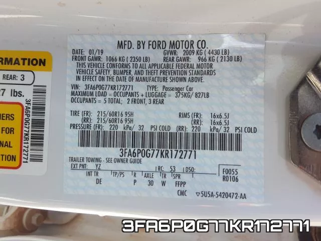 3FA6P0G77KR172771 фото 2