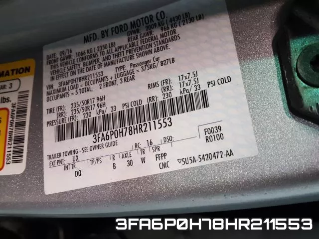3FA6P0H78HR211553 фото 2