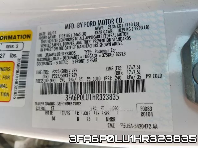 3FA6P0LU1HR323835 фото 2